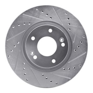 Hyundai TUCSON Brake Rotor (1) - Front Right - R1 Concepts - Drilled & Slotted - Silver - `05-`24